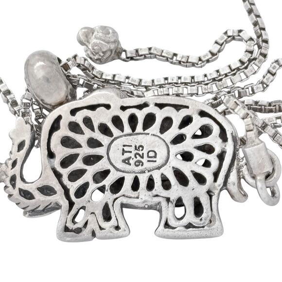 Estate Sterling Silver 925 Elephant Bolo Bracelet Adjustable to 10” - Picture 4 of 8